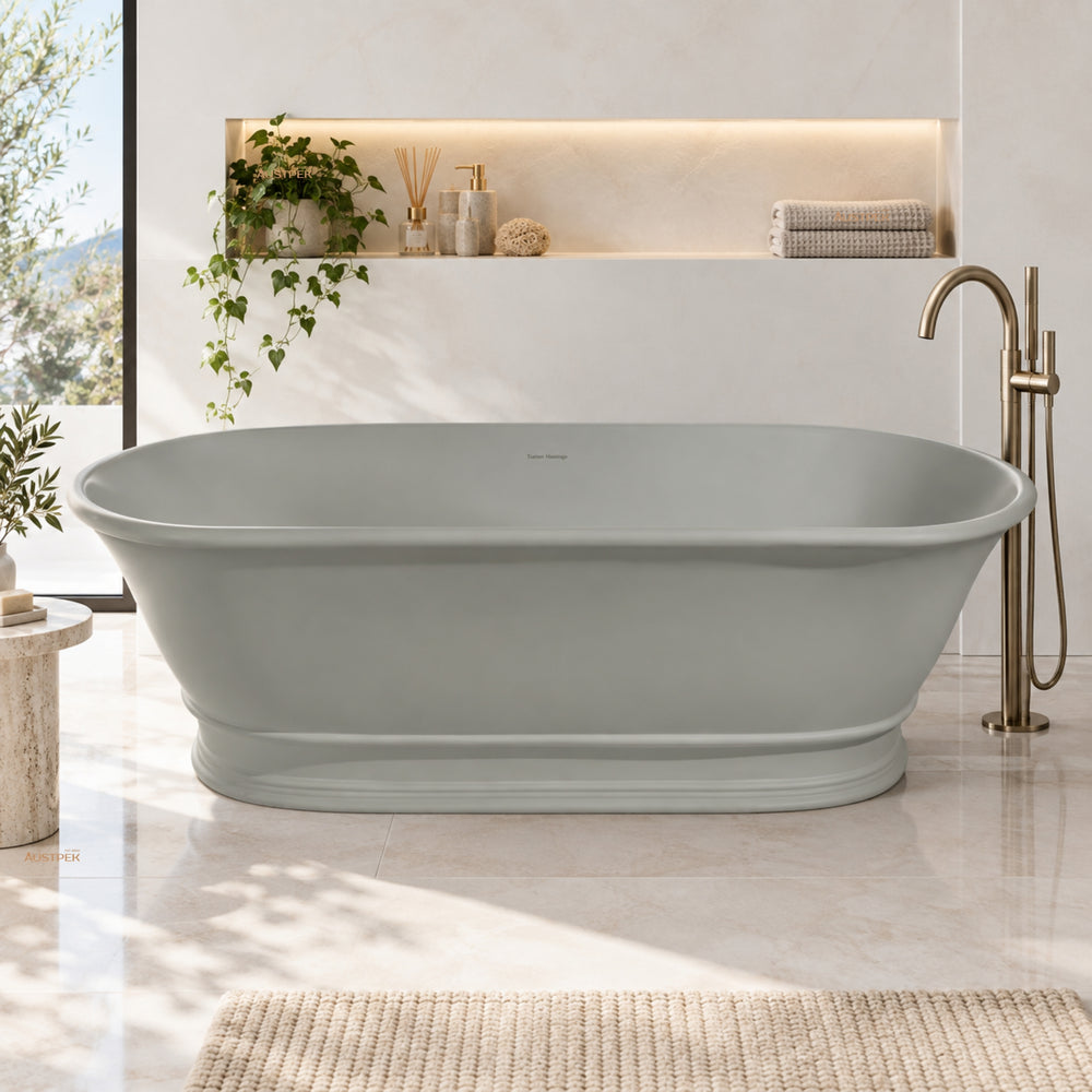 TURNER HASTINGS CAMBRIDGE TITANCAST FREESTANDING OVERFLOW BATHTUB INDUSTRIAL GREY (AVAILABLE IN 1560MM AND 1740MM)