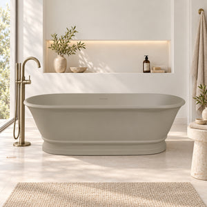 TURNER HASTINGS CAMBRIDGE TITANCAST FREESTANDING OVERFLOW BATHTUB LIGHT FAWN (AVAILABLE IN 1560MM AND 1740MM)