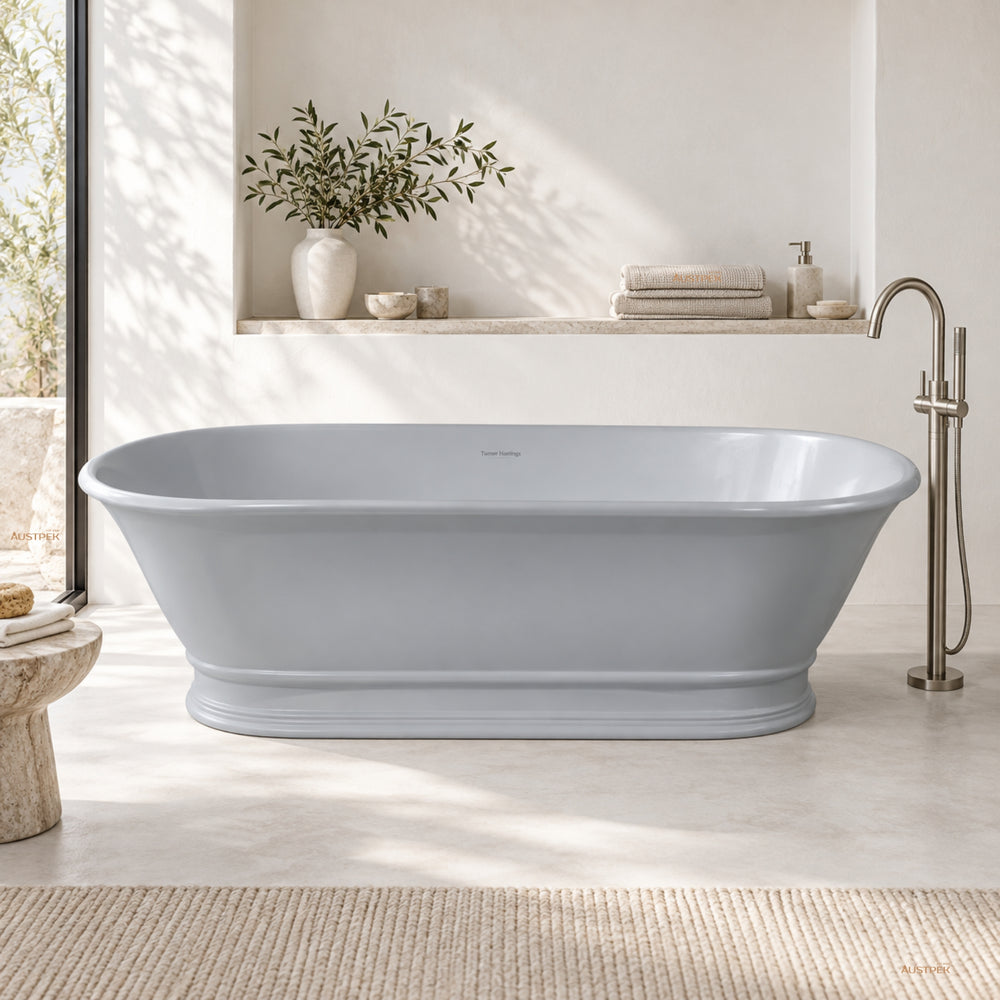 TURNER HASTINGS CAMBRIDGE TITANCAST FREESTANDING NON OVERFLOW BATHTUB POWDER GREY (AVAILABLE IN 1560MM AND 1740MM)