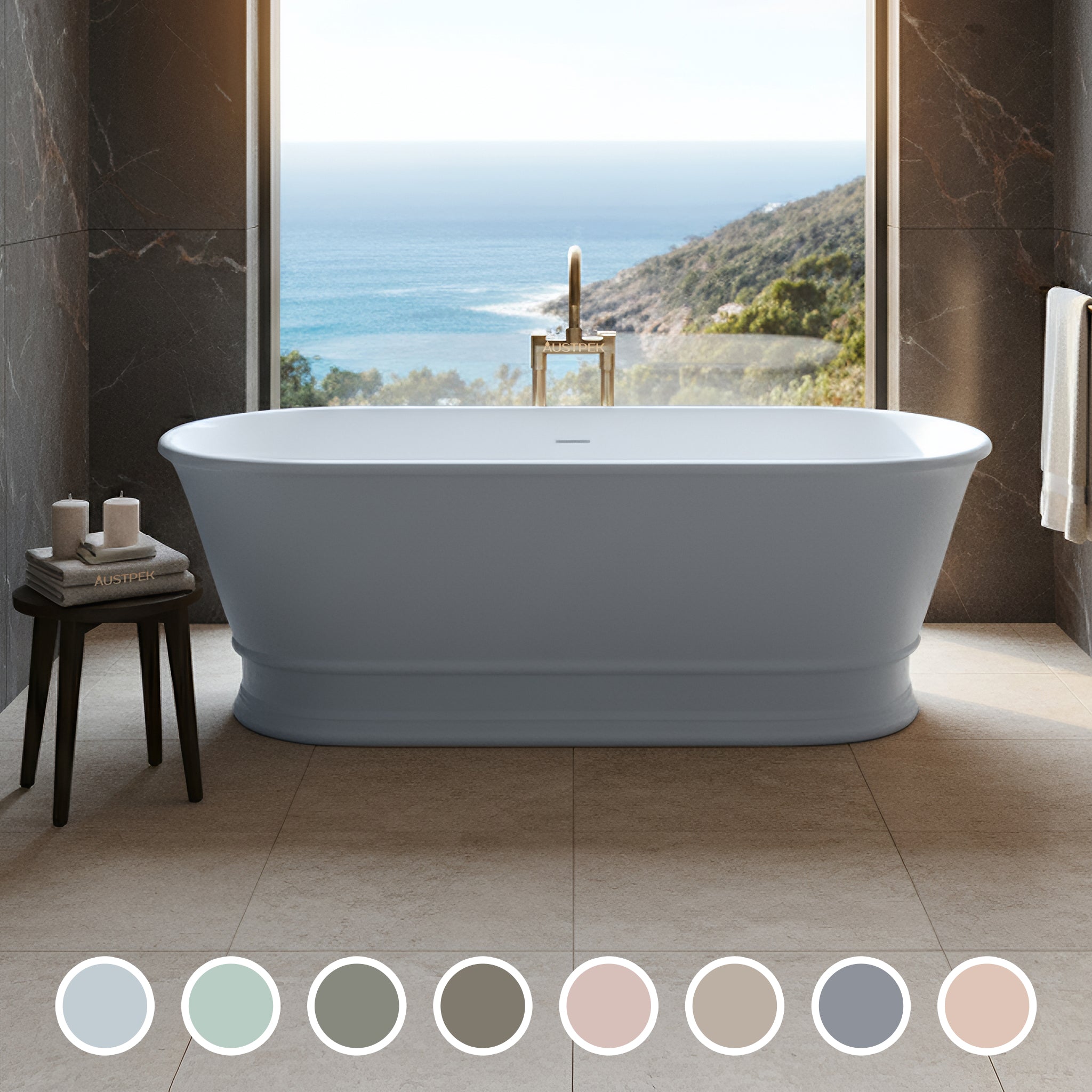 TURNER HASTINGS CAMBRIDGE TITANCAST SOLID SURFACE FREESTANDING BATHTUB SPECIAL FINISH (AVAILABLE IN 1555MM & 1740MM)