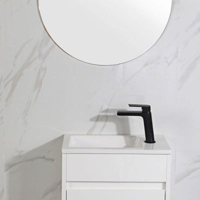 AULIC BRANT WHITE 450MM SPACE SAVING SINGLE BOWL FREE STANDING VANITY