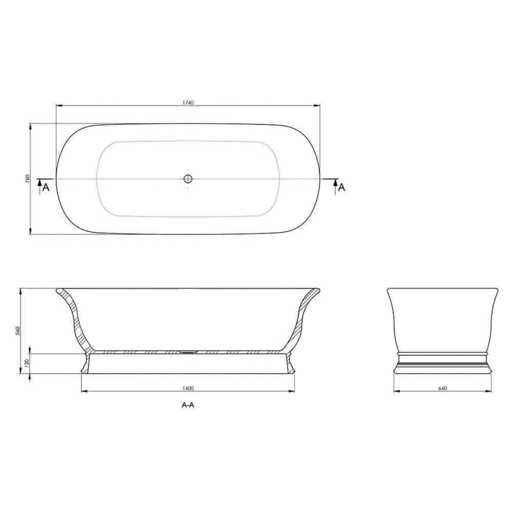 TURNER HASTINGS CAMBRIDGE TITANCAST FREESTANDING NON OVERFLOW BATHTUB SOFT PEACH (AVAILABLE IN 1560MM AND 1740MM)
