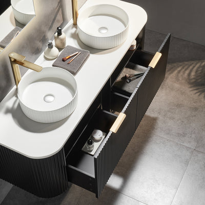 CETO AVALON MATTE BLACK 1800MM DOUBLE BOWL WALL HUNG VANITY