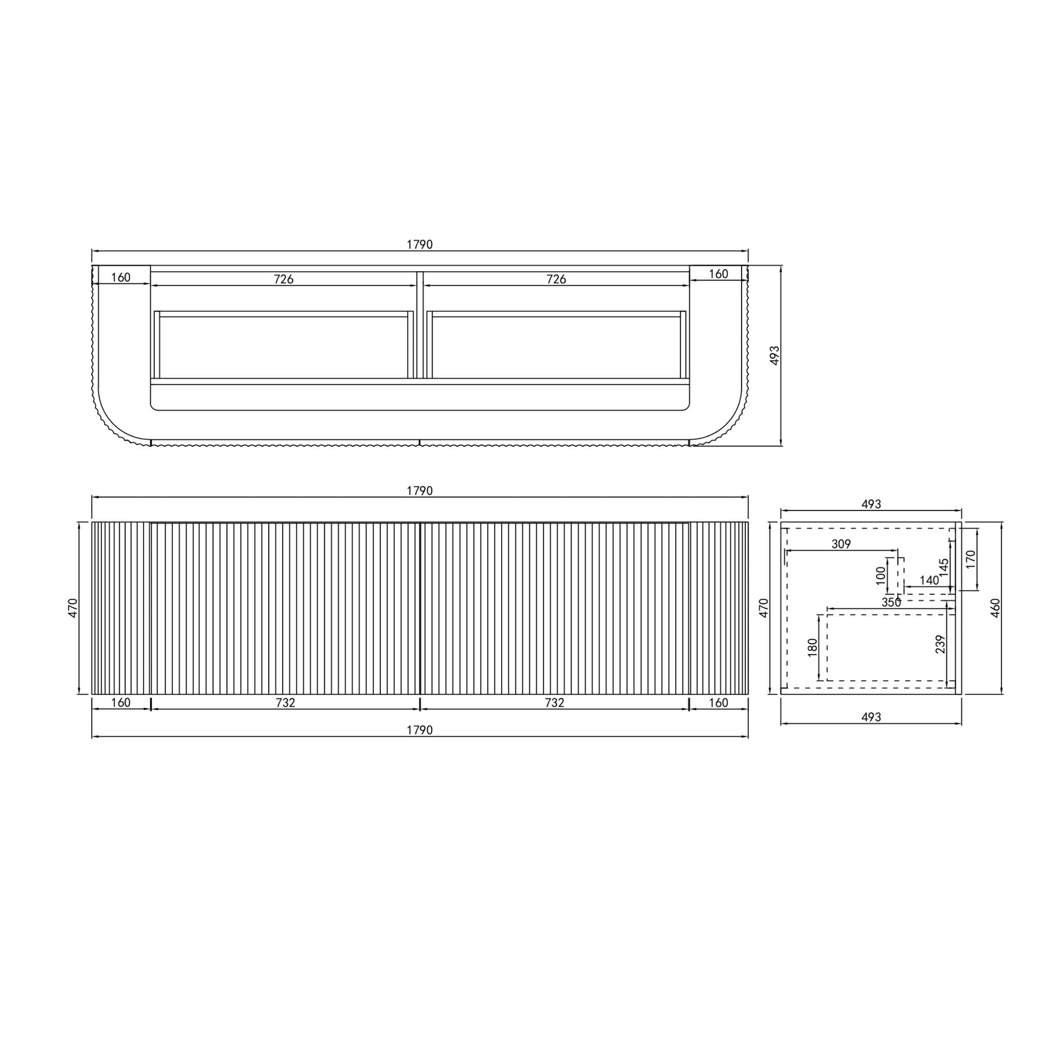 CETO AVALON MATTE BLACK 1800MM DOUBLE BOWL WALL HUNG VANITY