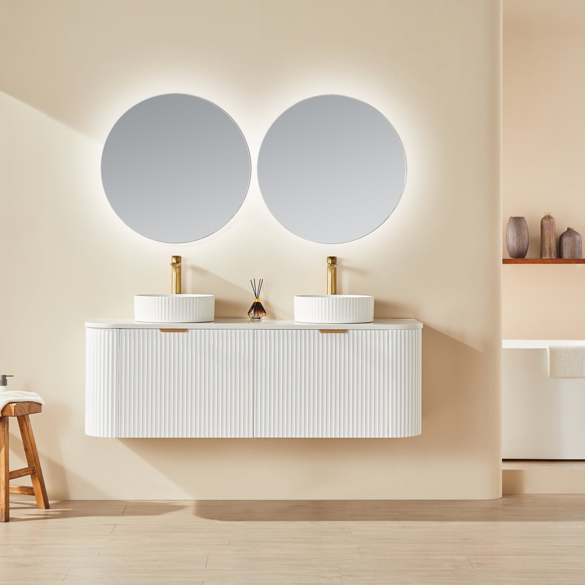 CETO AVALON MATTE WHITE 1800MM DOUBLE BOWL WALL HUNG VANITY