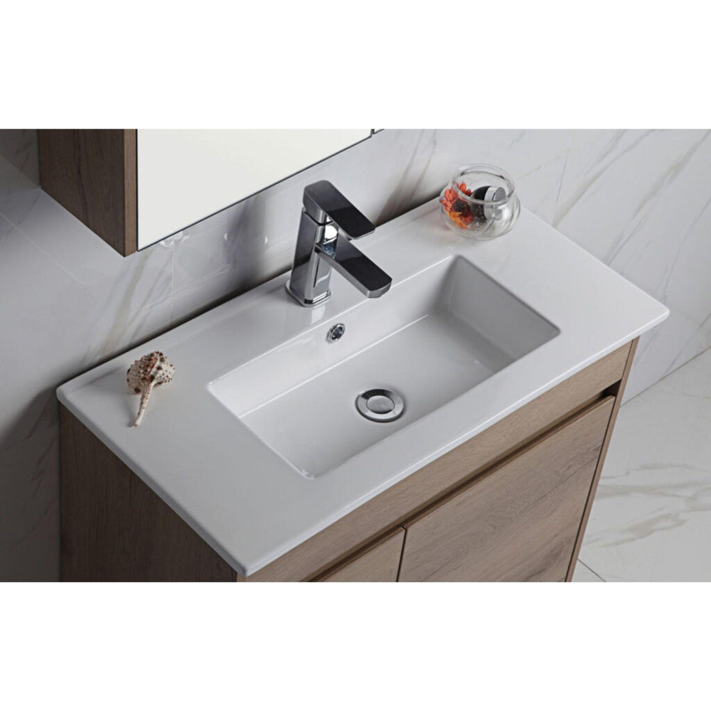 AULIC YORK WHITE OAK 600MM SPACE SAVING SINGLE BOWL FREE STANDING VANITY