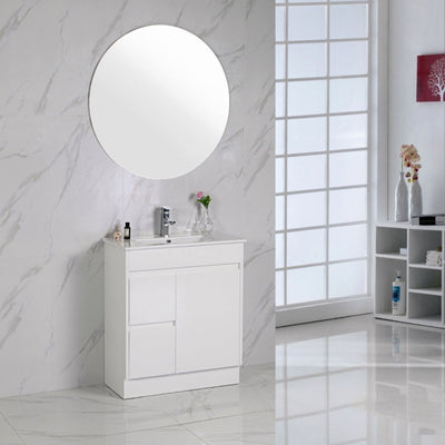 AULIC MAYA WHITE 750MM SPACE SAVING SINGLE BOWL FREE STANDING VANITY