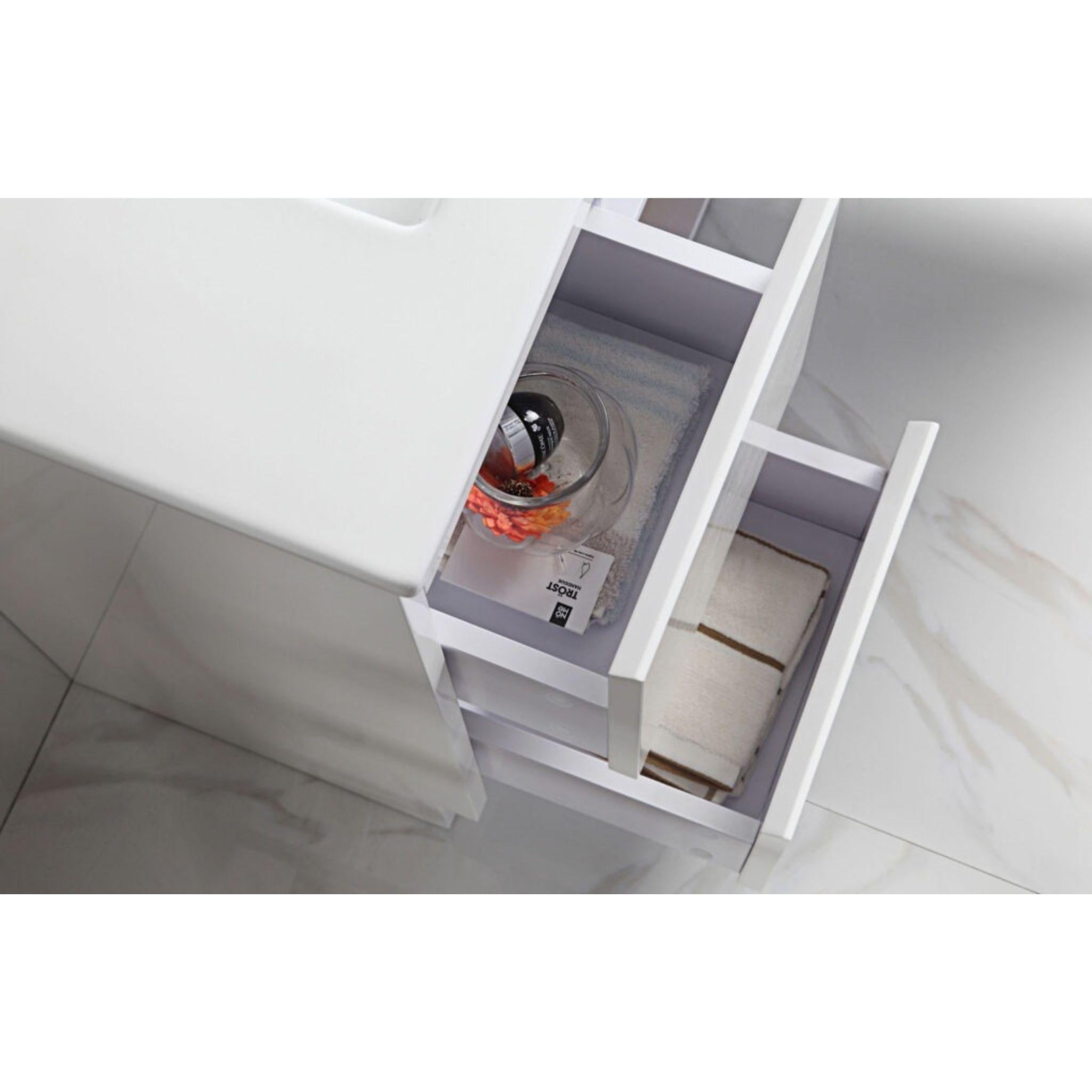 AULIC MAYA WHITE 900MM SPACE SAVING SINGLE BOWL FREESTANDING VANITY