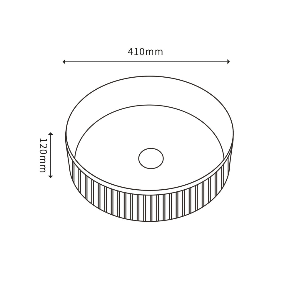 CETO CASCADE FLUTED ROUND ABOVE COUNTER BASIN GLOSS WHITE 410MM