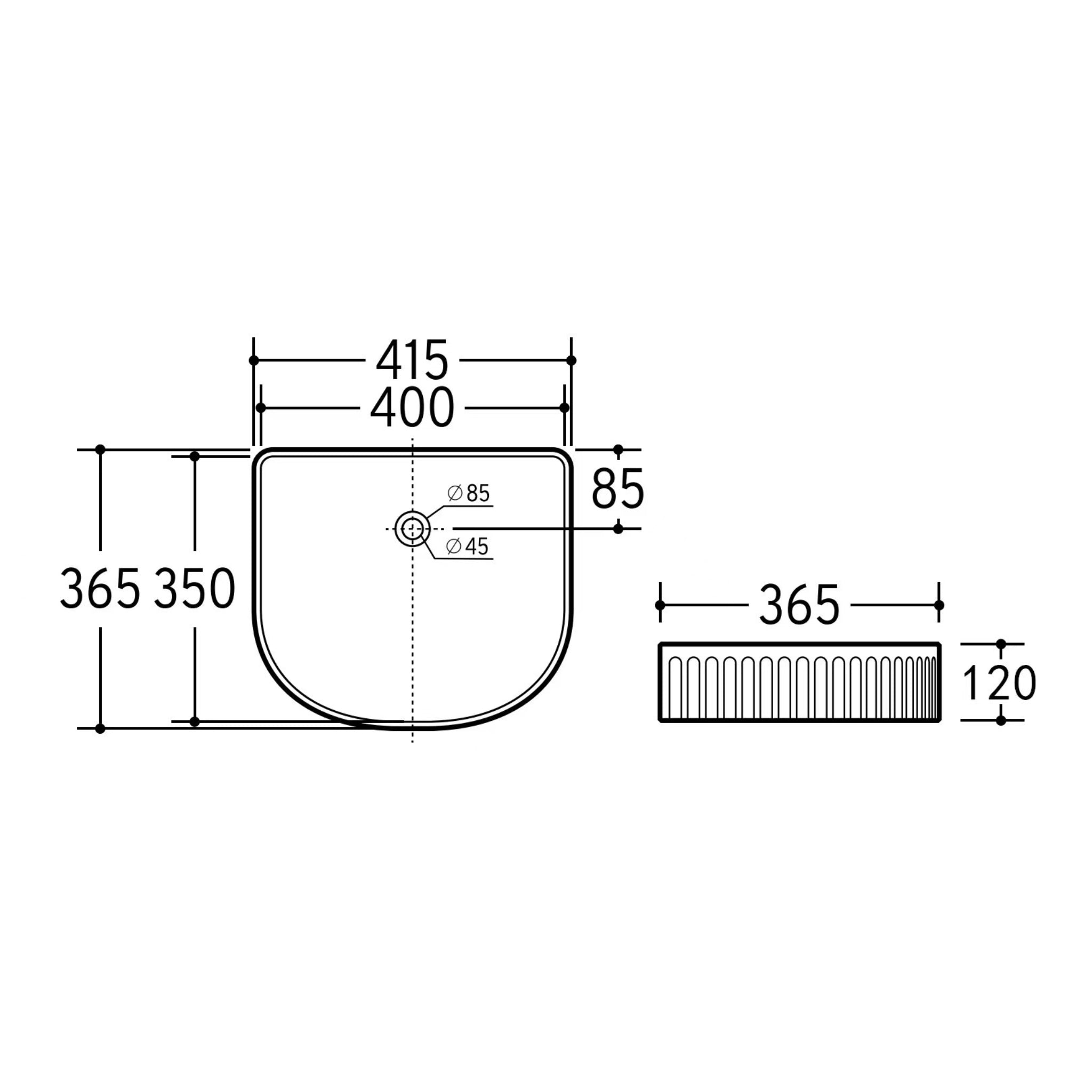 CETO CASCADE FLUTED ARCH ABOVE COUNTER BASIN GLOSS WHITE 415MM