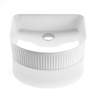 CETO CASCADE FLUTED ARCH ABOVE COUNTER BASIN GLOSS WHITE 415MM