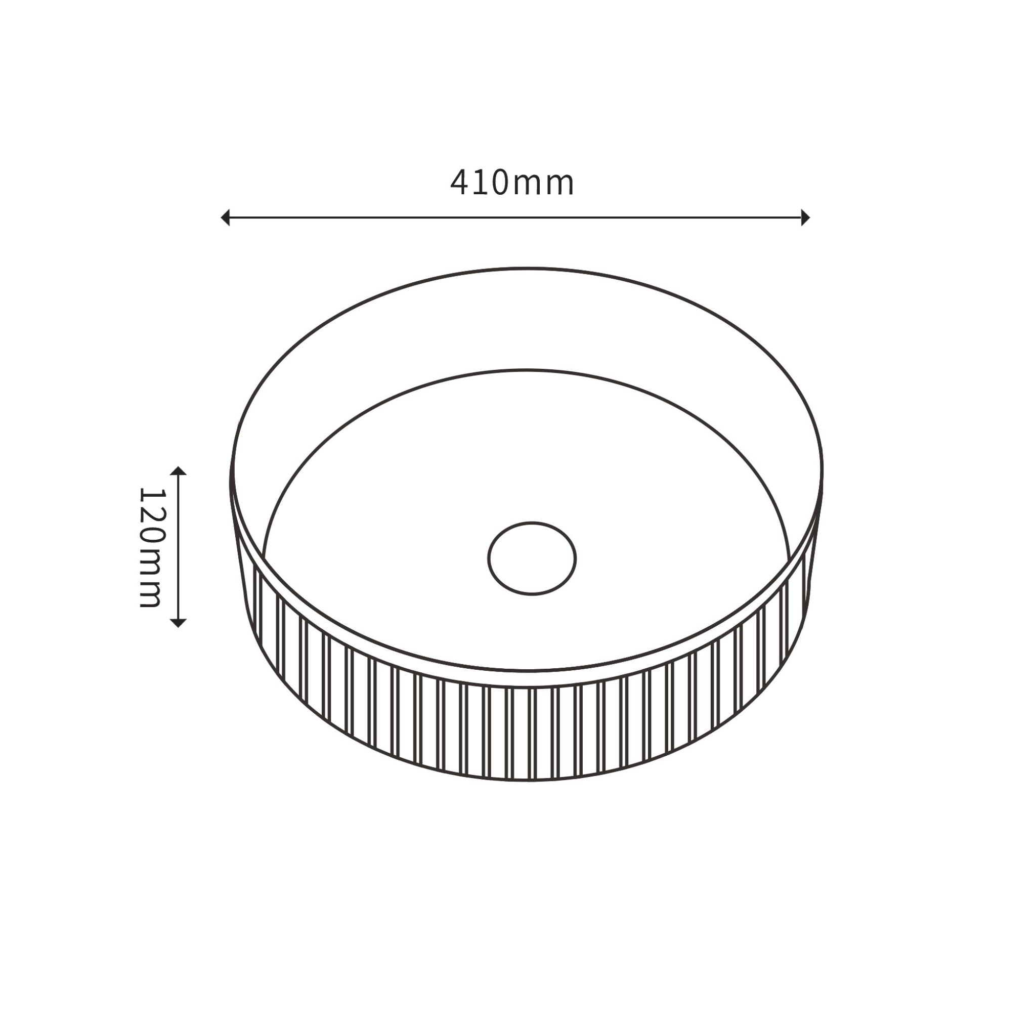 CETO CASCADE FLUTED ROUND ABOVE COUNTER BASIN GLOSS WHITE 410MM