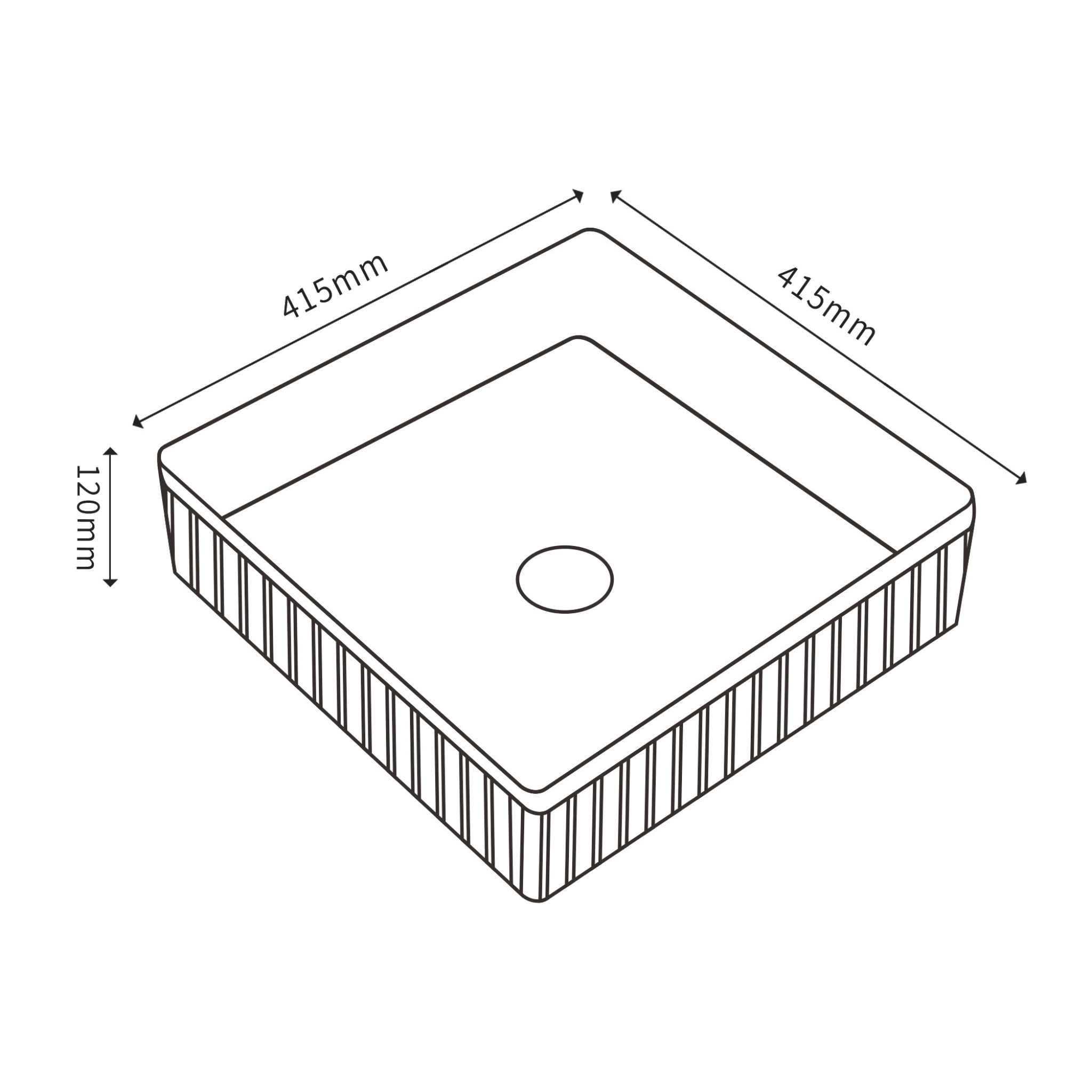 CETO CASCADE FLUTED SQUARE ABOVE COUNTER BASIN MATTE BLACK 415MM