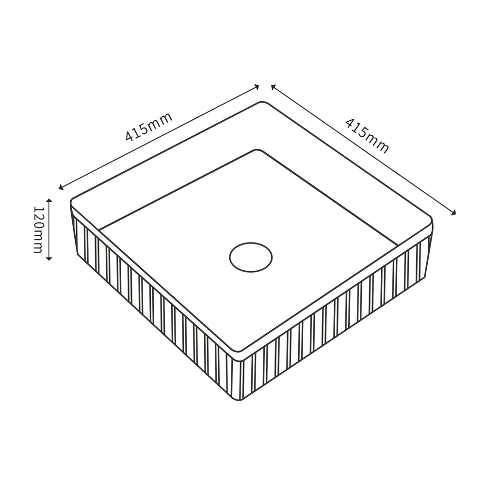 CETO CASCADE FLUTED SQUARE ABOVE COUNTER BASIN MATTE BLACK 415MM