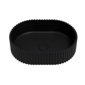 CETO ALLY FLUTED OVAL SHAPE ABOVE COUNTER BASIN MATTE BLACK 480MM