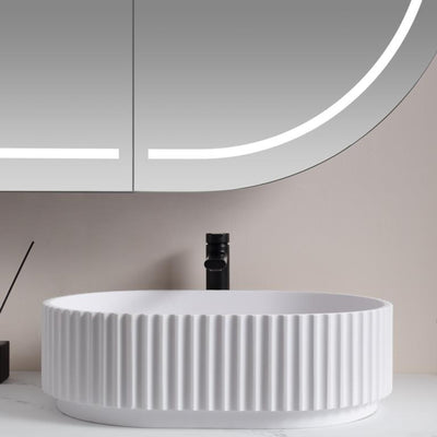 CETO ALLY FLUTED OVAL SHAPE ABOVE COUNTER BASIN MATTE WHITE 480MM
