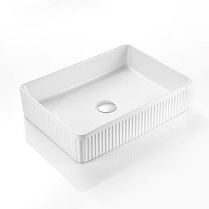 CETO CASCADE FLUTED RECTANGULAR ABOVE COUNTER BASIN GLOSS WHITE 500MM