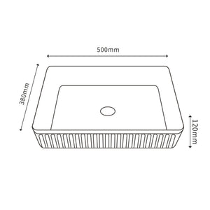 CETO CASCADE FLUTED RECTANGULAR ABOVE COUNTER BASIN MATTE BLACK 500MM