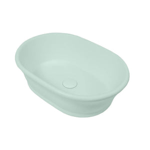 TURNER HASTINGS CAMBRIDGE OVAL TITANCAST SOLID SURFACE HANDCRAFTED ABOVE COUNTER BASIN FROSTY MINT 535MM
