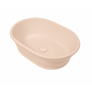 TURNER HASTINGS CAMBRIDGE OVAL TITANCAST SOLID SURFACE HANDCRAFTED ABOVE COUNTER BASIN SOFT PEACH 535MM