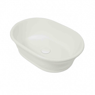 TURNER HASTINGS CAMBRIDGE OVAL TITANCAST SOLID SURFACE ABOVE COUNTER HANDCRAFTED BASIN SATIN SILK WHITE 535MM