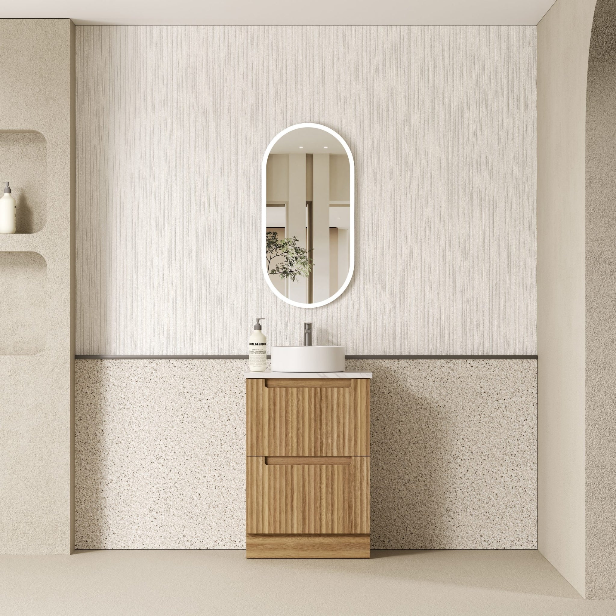 AULIC LOVINA HARVEST OAK 600MM SINGLE BOWL FREESTANDING VANITY