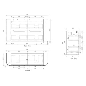 AULIC CURVA CURVED MATTE WHITE 1500MM DOUBLE BOWL FLOOR STANDING VANITY