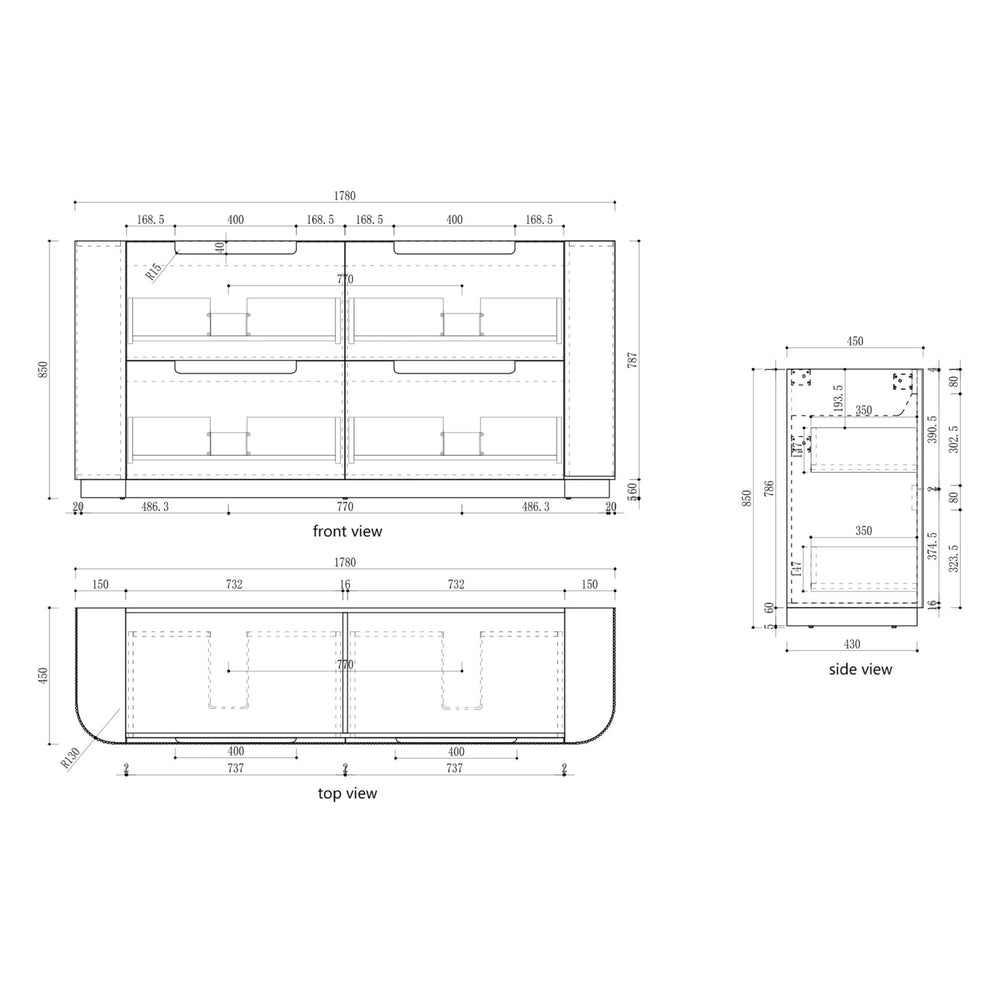 AULIC CURVA CURVED MATTE WHITE 1800MM DOUBLE BOWL FLOOR STANDING VANITY