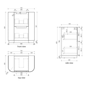 AULIC CURVA CURVED MATTE WHITE 750MM SINGLE BOWL FLOOR STANDING VANITY