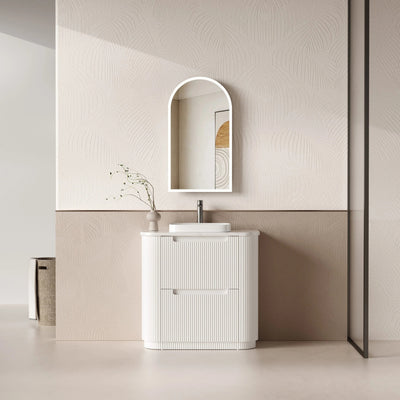 AULIC CURVA CURVED MATTE WHITE 900MM SINGLE BOWL FLOOR STANDING VANITY