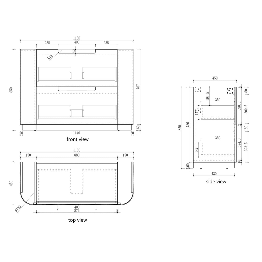 AULIC VARCELLI CURVED HARVEST OAK 1200MM SINGLE BOWL FLOOR STANDING VANITY