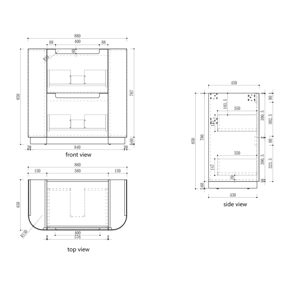 AULIC VARCELLI CURVED HARVEST OAK 900MM SINGLE BOWL FLOOR STANDING VANITY