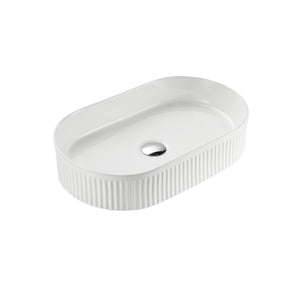 CETO CASCADE FLUTED OVAL ABOVE COUNTER BASIN GLOSS WHITE 580MM