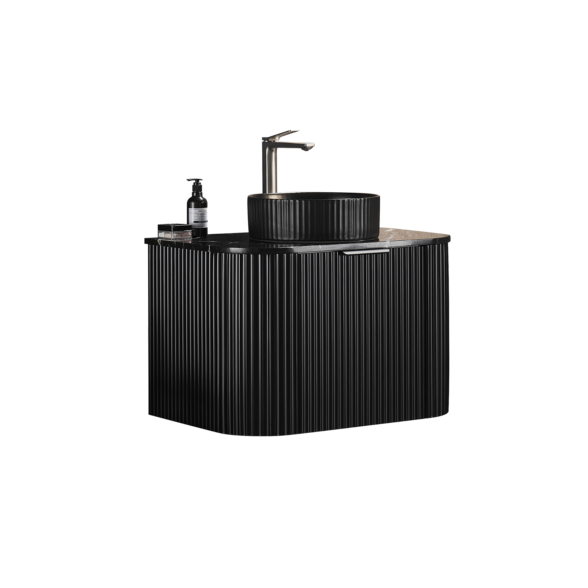 CETO AVALON MATTE BLACK 600MM SINGLE BOWL WALL HUNG VANITY