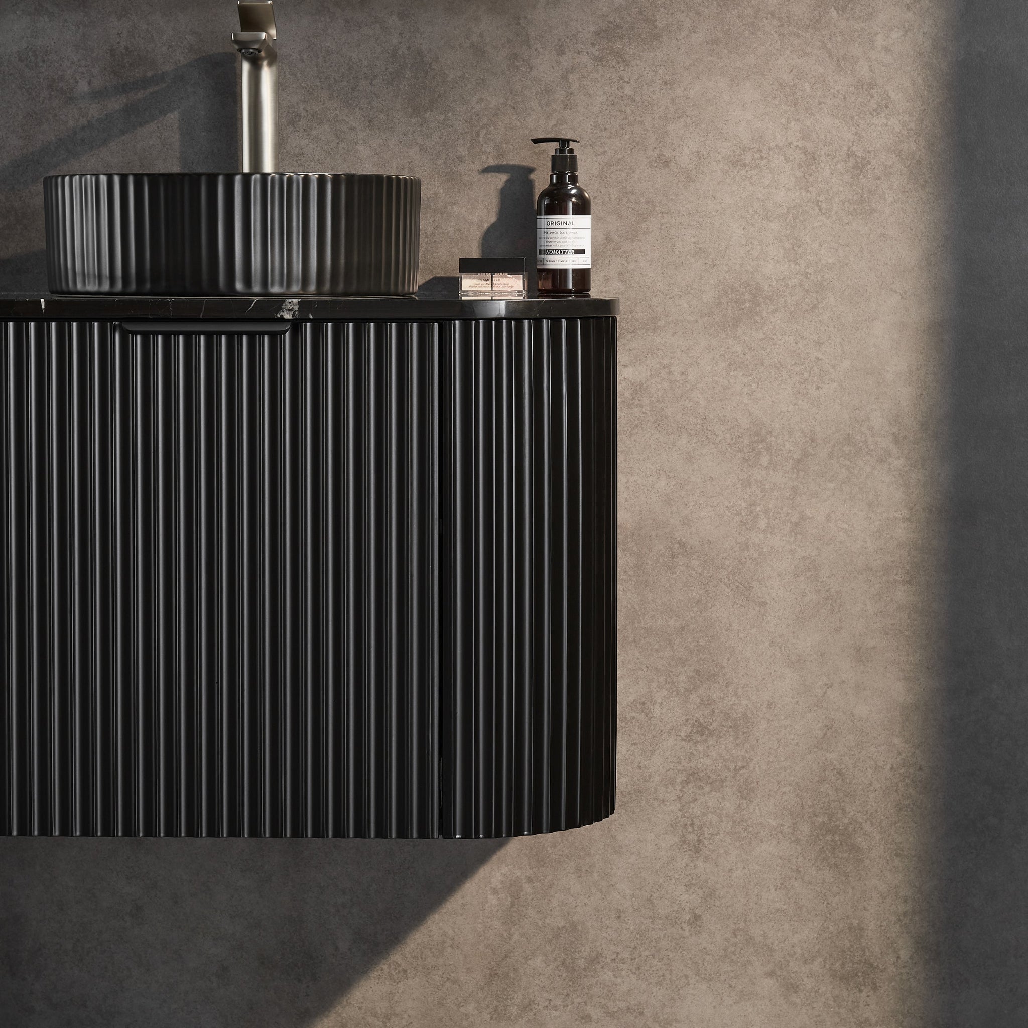 CETO AVALON MATTE BLACK 600MM SINGLE BOWL WALL HUNG VANITY
