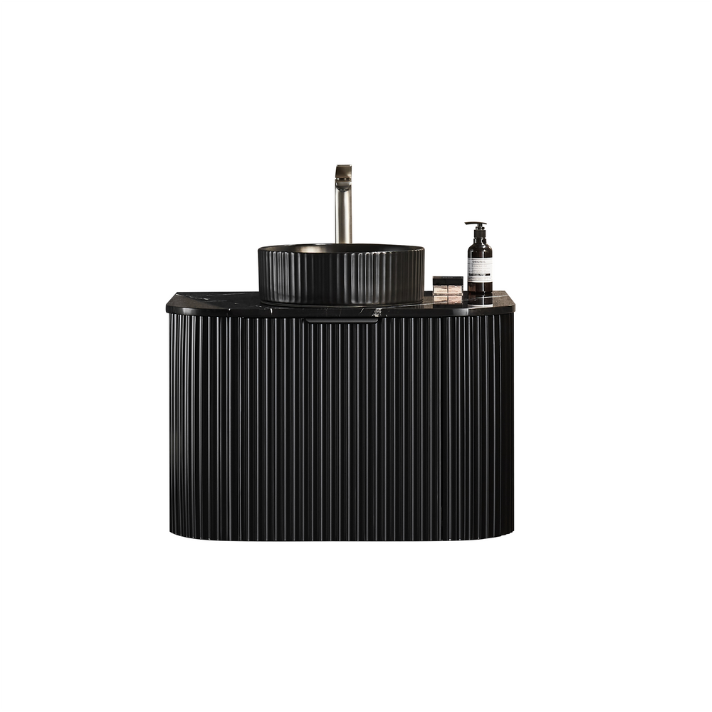 CETO AVALON MATTE BLACK 750MM SINGLE BOWL WALL HUNG VANITY