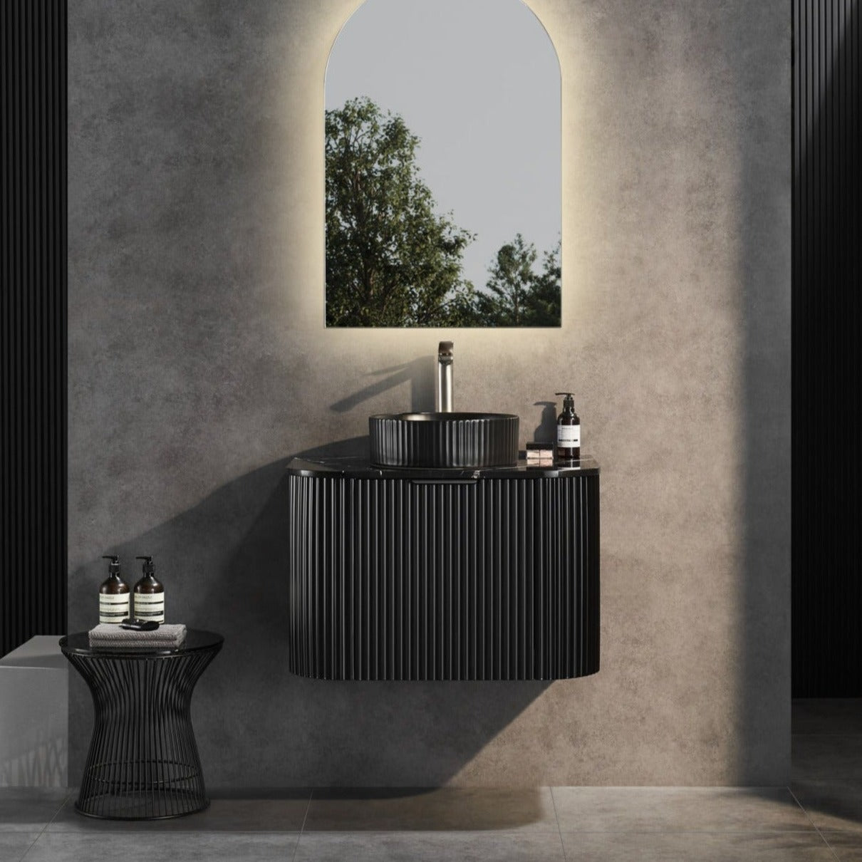 CETO AVALON MATTE BLACK 750MM SINGLE BOWL WALL HUNG VANITY