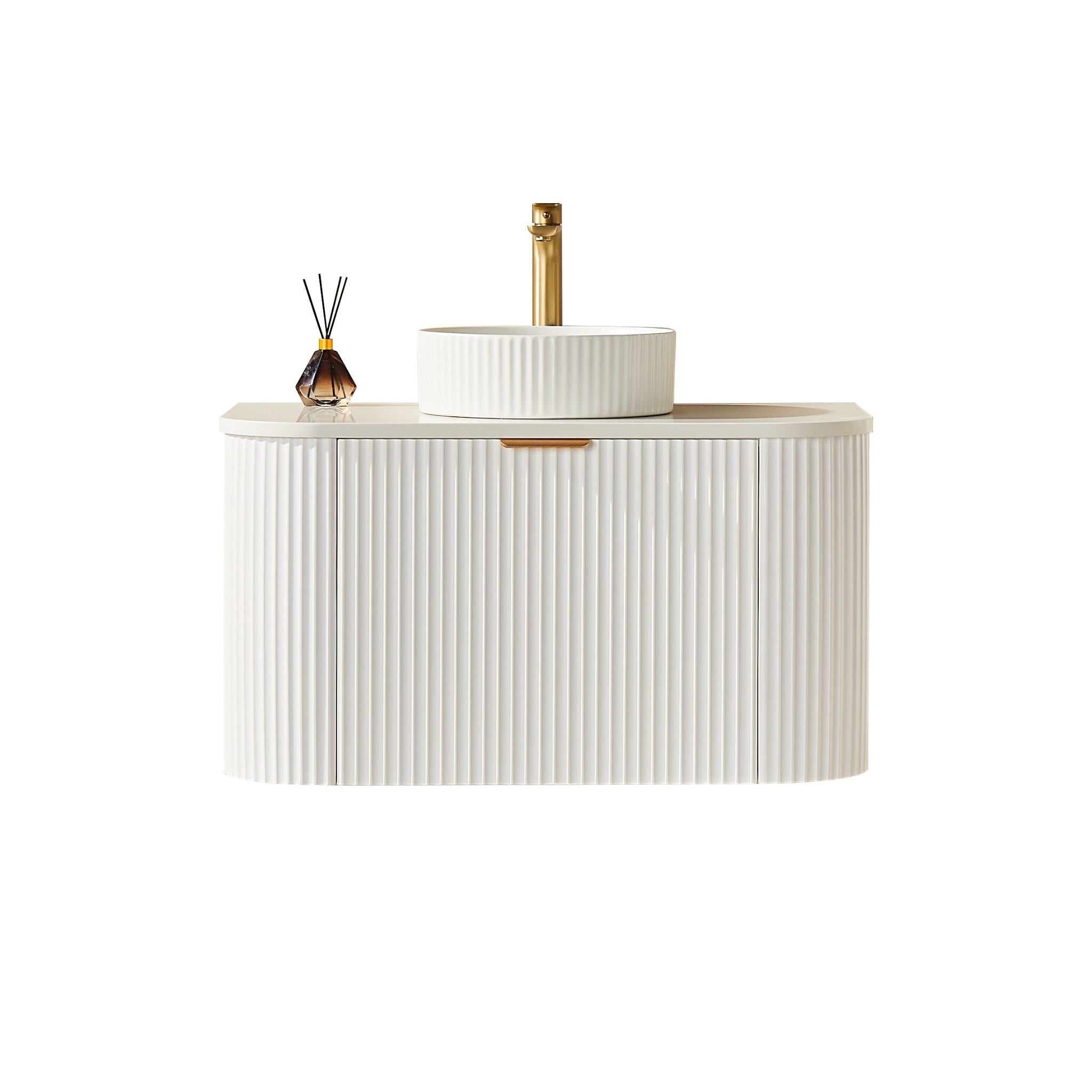 CETO AVALON MATTE WHITE 600MM SINGLE BOWL WALL HUNG VANITY