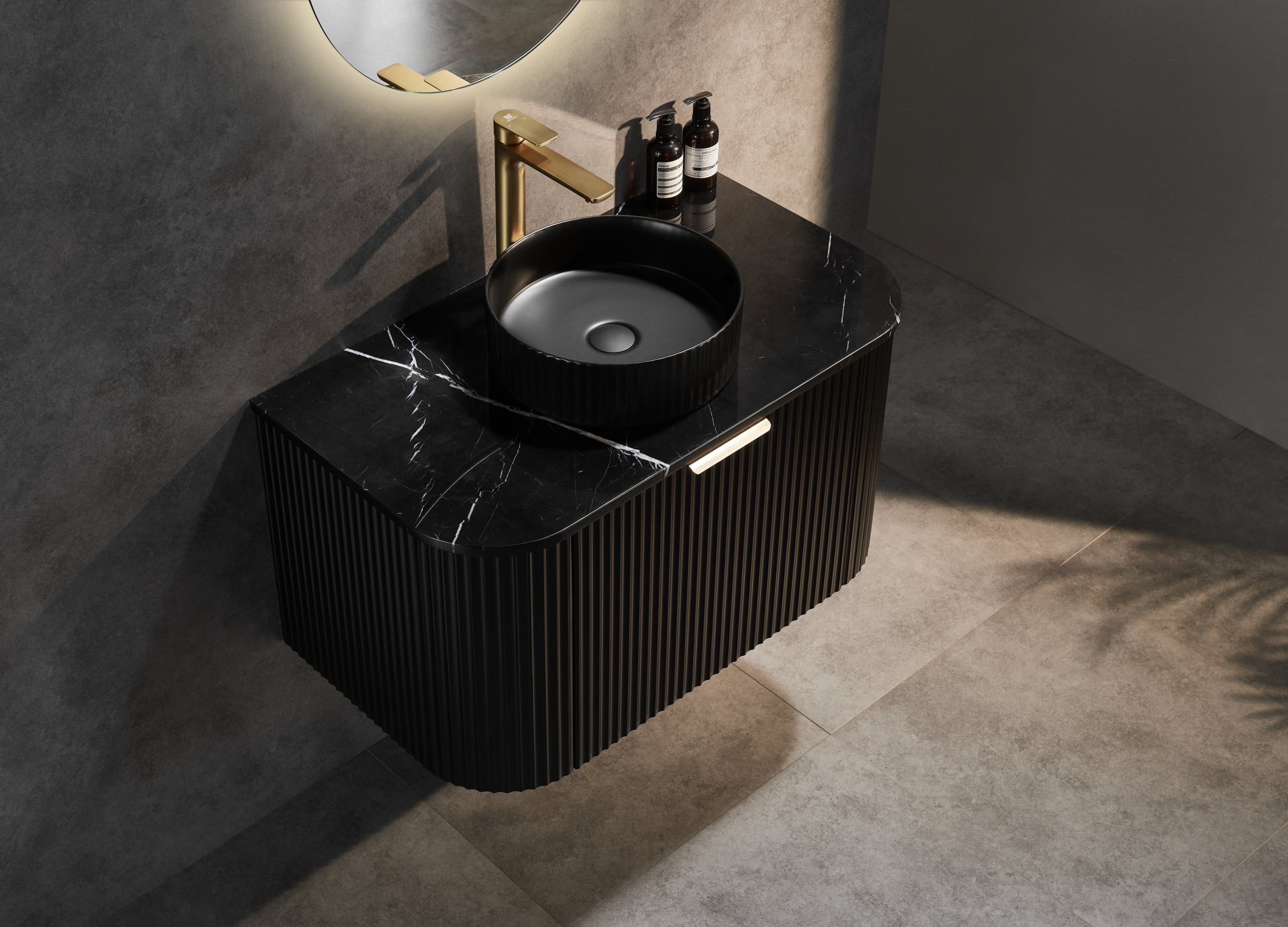 CETO AVALON MATTE BLACK 900MM SINGLE BOWL WALL HUNG VANITY