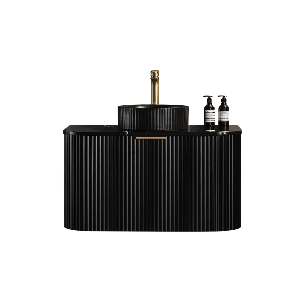 CETO AVALON MATTE BLACK 900MM SINGLE BOWL WALL HUNG VANITY