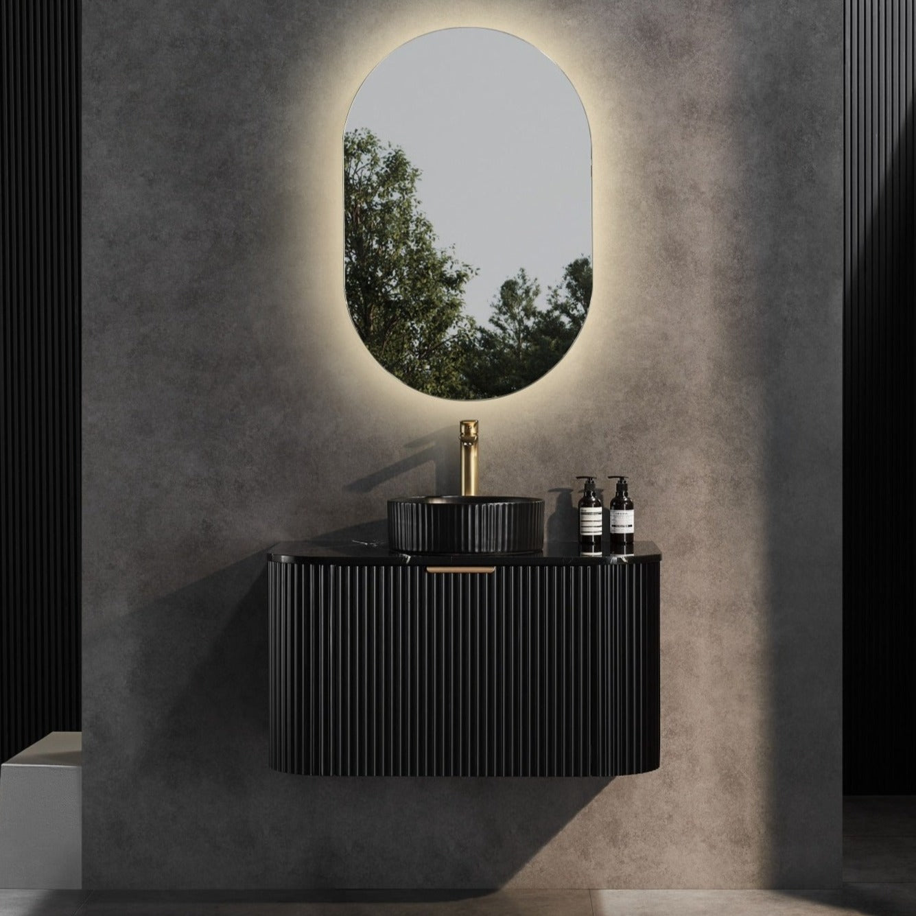 CETO AVALON MATTE BLACK 900MM SINGLE BOWL WALL HUNG VANITY