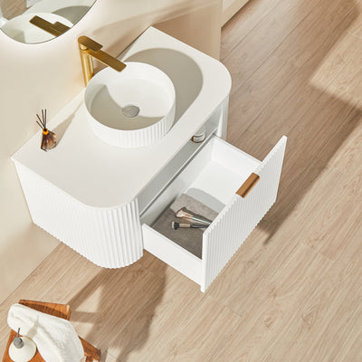 CETO AVALON MATTE WHITE 900MM SINGLE BOWL WALL HUNG VANITY