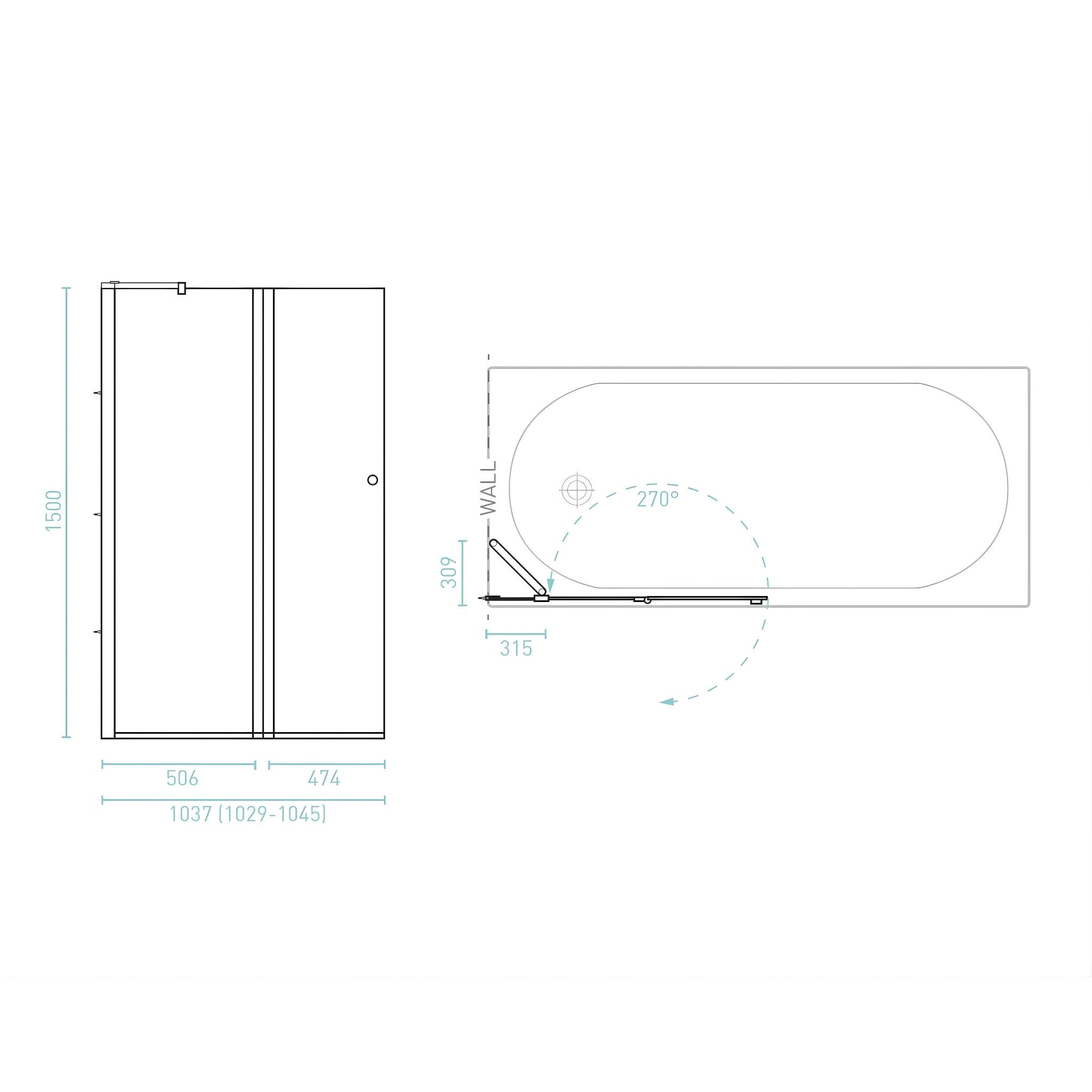 DECINA CASCADE FRAMELESS FIXED/ SWING PIVOT PANEL BATH SHOWER SCREEN CHROME