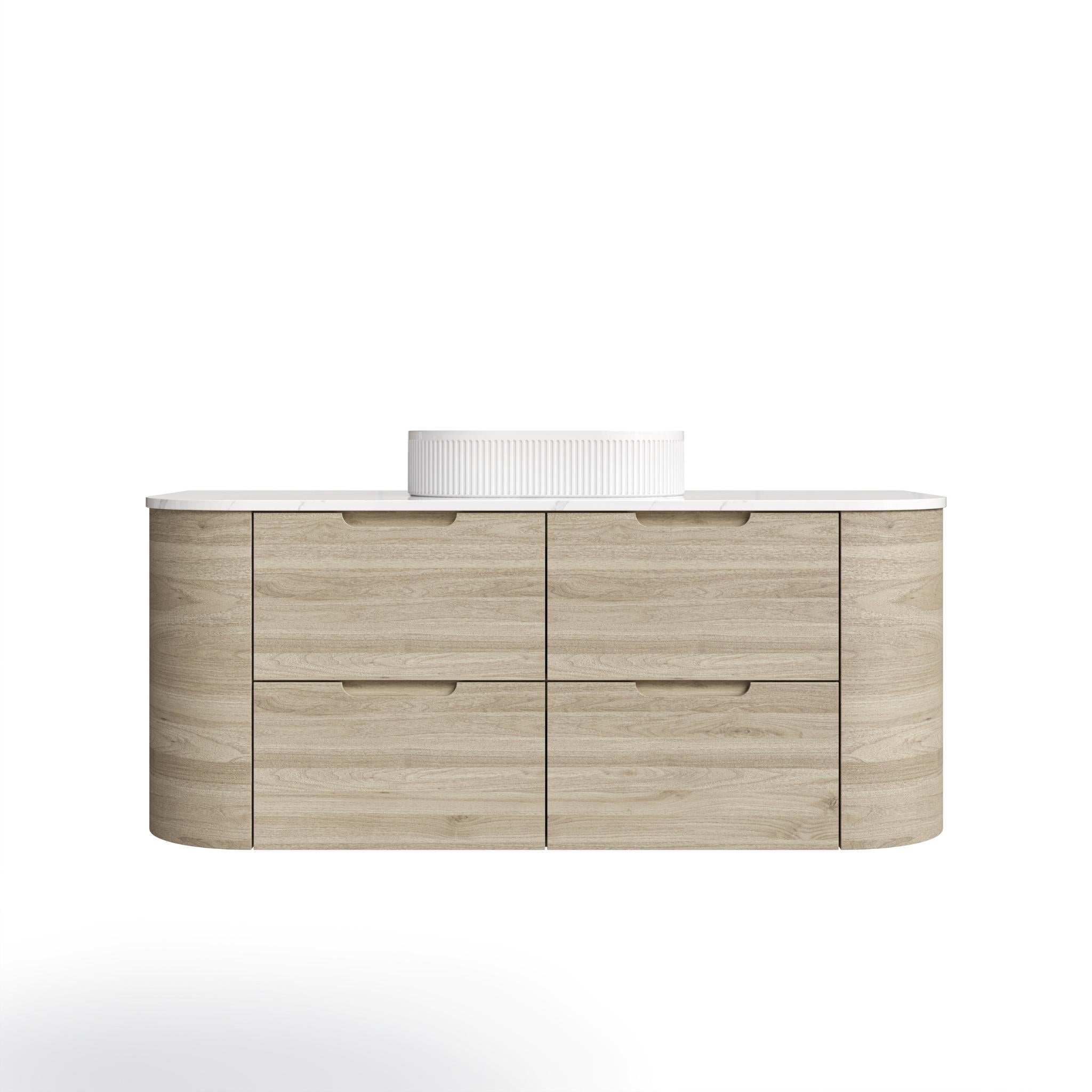 VITO CALVO CLASSIC OAK 1200MM CURVED SINGLE BOWL WALL HUNG VANITY