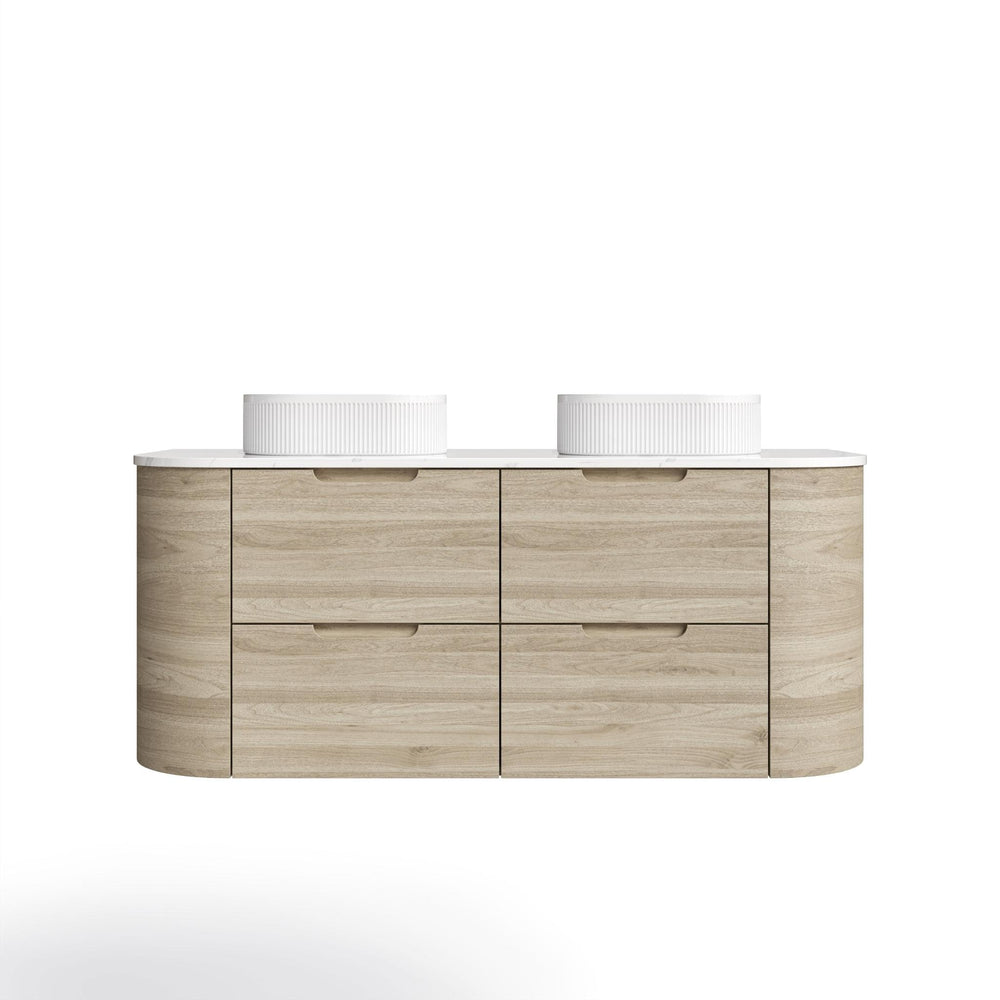 VITO CALVO CLASSIC OAK 1200MM CURVED DOUBLE BOWL WALL HUNG VANITY