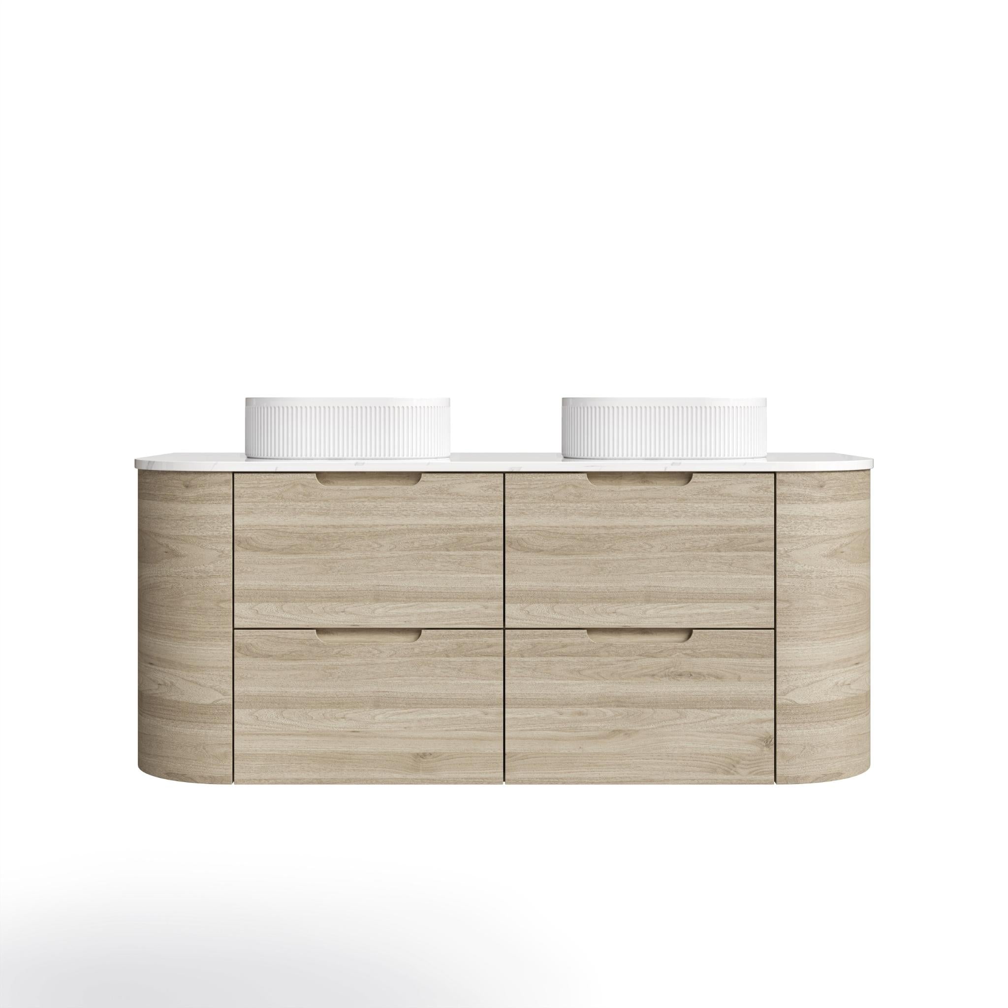 VITO CALVO CLASSIC OAK 1200MM CURVED DOUBLE BOWL WALL HUNG VANITY