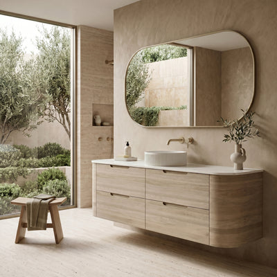 VITO CALVO CLASSIC OAK 1500MM CURVED SINGLE BOWL WALL HUNG VANITY