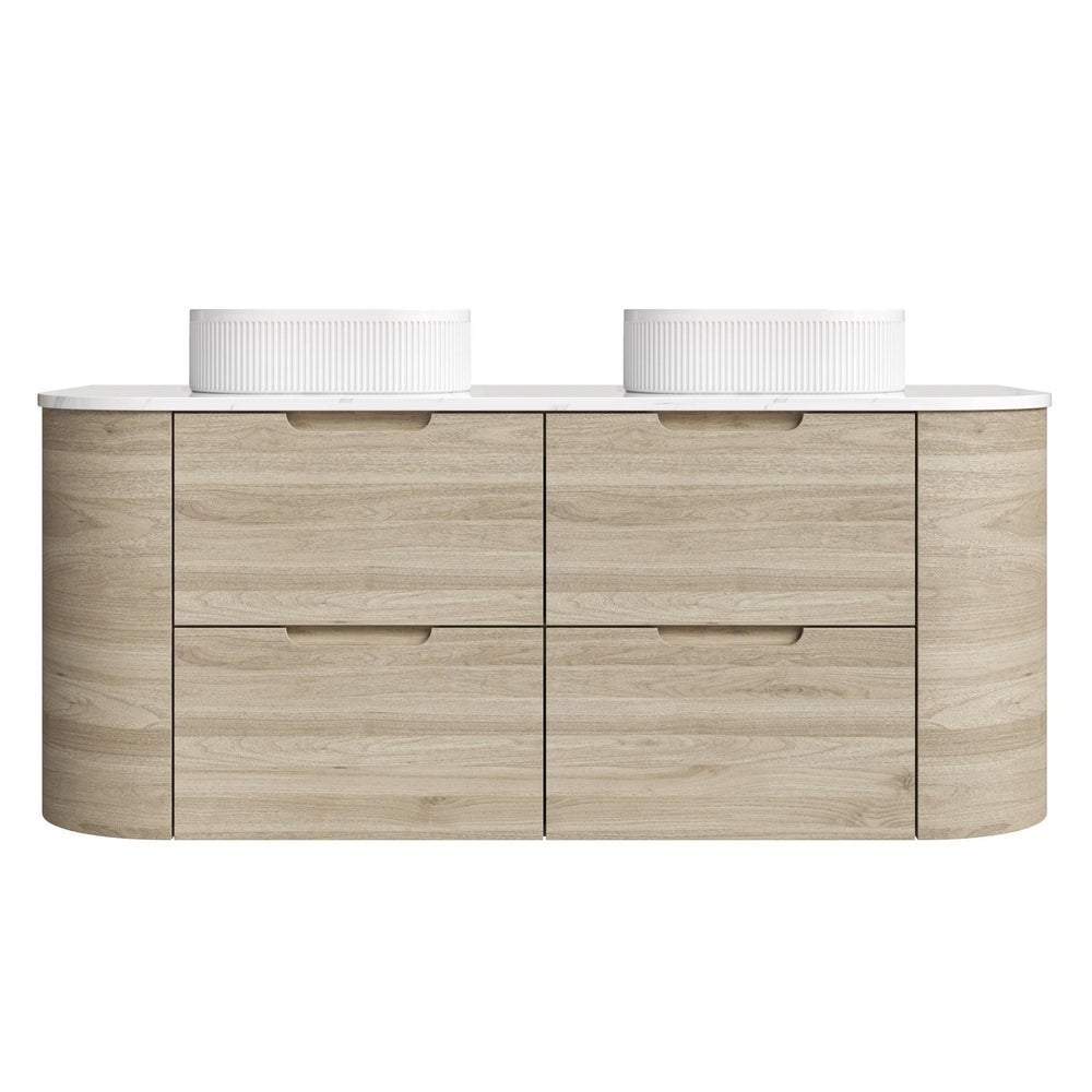 VITO CALVO CLASSIC OAK 1500MM CURVED DOUBLE BOWL WALL HUNG VANITY