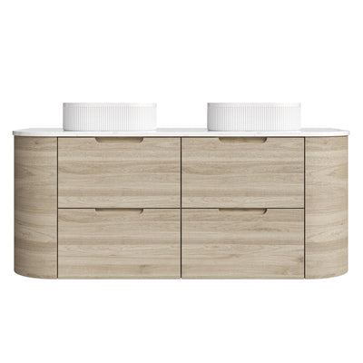 VITO CALVO CLASSIC OAK 1500MM CURVED DOUBLE BOWL WALL HUNG VANITY