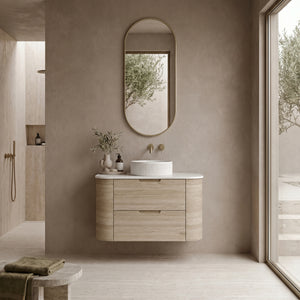 VITO CALVO CLASSIC OAK 750MM CURVED SINGLE BOWL WALL HUNG VANITY